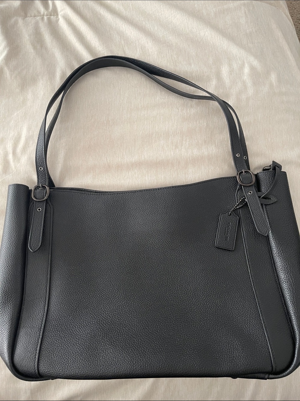 Coach Black Pebbled Leather Shoulder Tote